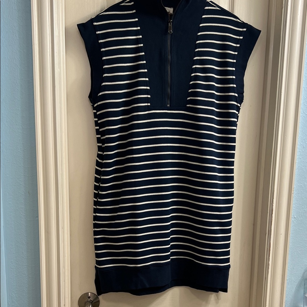 Entro Navy and White Striped Dress